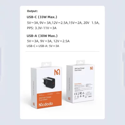 شارژر 33 وات 2 خروجی مک دودو Mcdodo 33W CH-0921