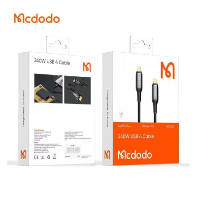 کابل تبدیل USB-C به USB-C تاندربولت مک دودو مدل CA-2990 طول 1.2 متر 240 وات