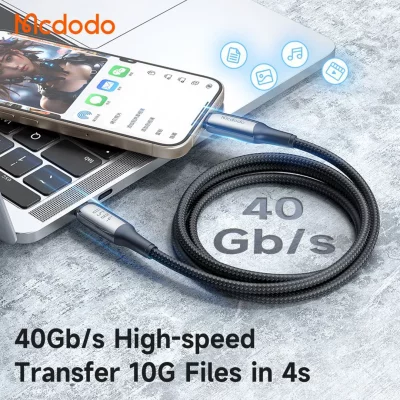 کابل شارژ تایپ سی و انتقال تصویر 240 وات مک دودو USB4 CA-299 طول 1.2 متر