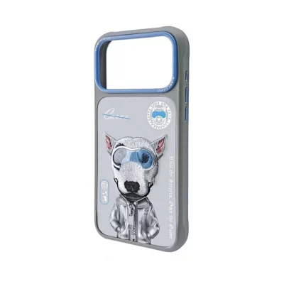 کاور آیفون 17 پرو مکس سگ بول تریر طوسی زیپ دار نیمی Nimmy Cool & Cute 2.0 iPhone 17 Pro Max