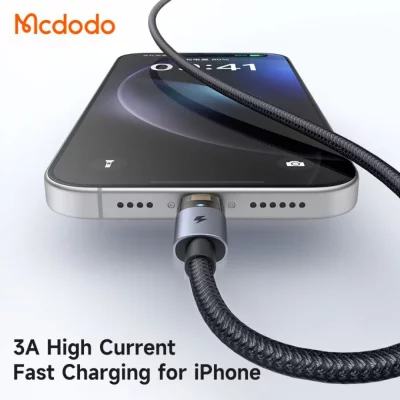 کابل شارژ آیفون لایتنینگ 3 آمپر کارپلی مک دودو مدل Mcdodo 3A CA-691 طول 1.2 متر