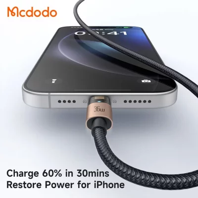 کابل تبدیل تایپ سی به لایتنینگ مک دودو مدل Mcdodo Lightning 36W CA-694 طول 1.2 متر