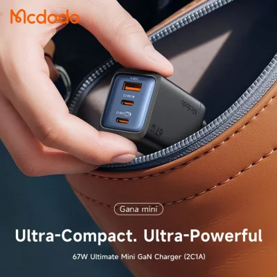 شارژر 67 وات سوپر فست شارژ 3 پورت مک دودو Mcdodo 67W mini GaN CH-097