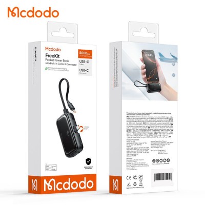 پاوربانک جیبی با رابط تایپ سی و کابل تایپ سی مک دودو ظرفیت 5000 میلی آمپر Mcdodo FreeKit MC-776