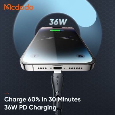 کابل تبدیل تایپ سی به لایتنینگ مک دودو مدل Mcdodo Lightning 3A CA-4570 طول 20 سانتی متر