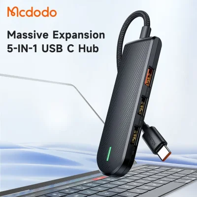 هاب 5 خروجی با کابل تایپ سی مک دودو مدل Mcdodo USB-C Hub HU-143