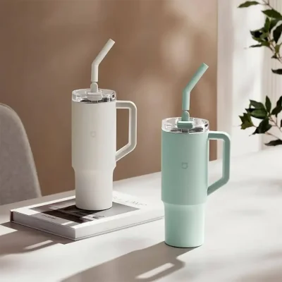 تراول ماگ و فلاسک نی دار شیائومی مدل Xiaomi Straw Mug 1L MJXGB01RM / XMXGB01PL گنجایش 1 لیتر