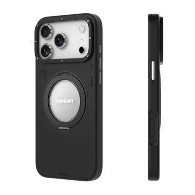 کاور مگ سیف استند دار چرمی یانگ کیت مدل Leather 360° Spin MagSafe مناسب آیفون 17 پرو اپل iPhone 17 Pro