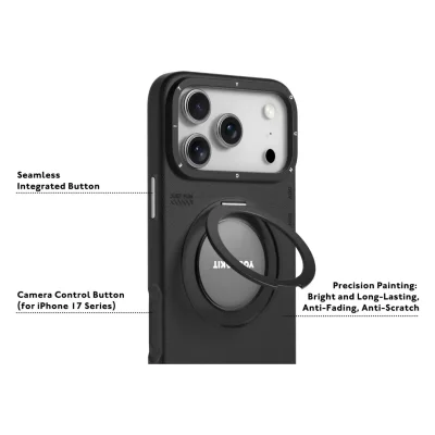 کاور مگ سیف استند دار چرمی یانگ کیت مدل Leather 360° Spin MagSafe مناسب آیفون 17 پرو اپل iPhone 17 Pro