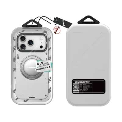 کاور مگ سیف استند دار چرمی یانگ کیت مدل Leather 360° Spin MagSafe مناسب آیفون 17 پرو اپل iPhone 17 Pro