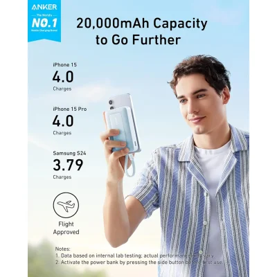 پاوربانک انکر 30 وات با کابل تایپ سی ظرفیت 20000 میلی آمپر ساعت Anker ZOLO A1689