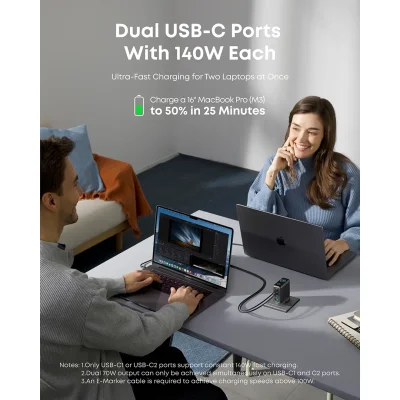 شارژر دیواری 140 وات 3 پورت با کابل تایپ سی انکر مدل Anker B2697