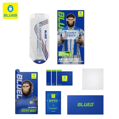 محافظ صفحه نمایش گلس آیفون 17 و آیفون 17 پرو و 16 پرو ضد انعکاس نور با کیت نصب اتوماتیک بلوئو iPhone 17/17 Pro/16 Pro