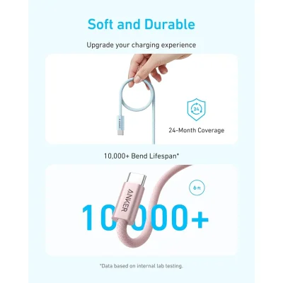 کابل شارژ تایپ C انکر 240 وات مدل Anker ZOLO USB-C A8060 طول 1 متر