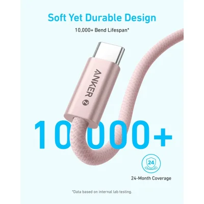 کابل شارژ تایپ سی انکر 240 وات مدل Anker ZOLO USB-C A8060 طول 1 متر