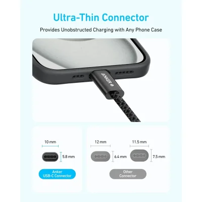 کابل شارژ تایپ C انکر 240 وات مدل Anker ZOLO USB-C A8060 طول 1 متر