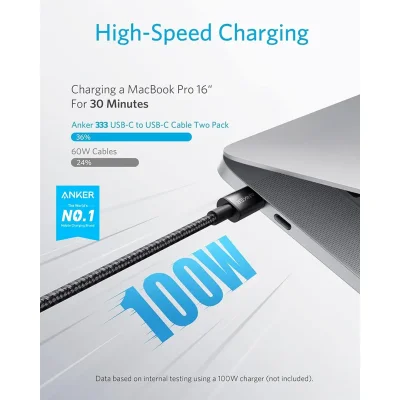 کابل شارژ تایپ سی انکر 100 وات مدل Anker 333 USB-C A8757 طول 1.8 متر