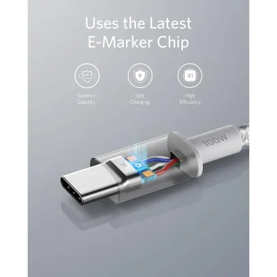 کابل تبدیل USB-C به USB-C انکر مدل A8757 طول 1.8 متر 100 وات