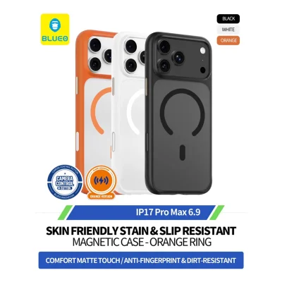کاور آیفون 17 پرو مکس مات مگ سیف بلوئو BLUEO Skin Friendly Stain & Slip Resistant iPhone 17 Pro Max