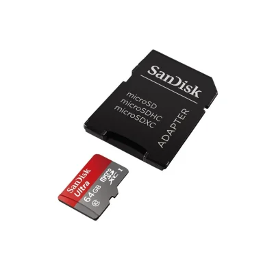 کارت حافظه microSDXC سن دیسک Ultra کلاس 10 استاندارد UHS-I سرعت 80MBps ظرفیت 64 گیگابایت با آداپتور SD