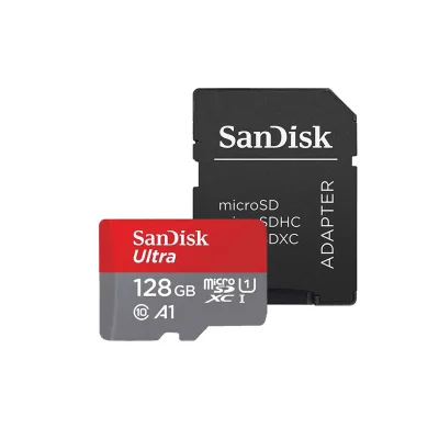 کارت حافظه microSDXC سن دیسک Ultra A1 کلاس 10 استاندارد UHS-I سرعت 100MBps ظرفیت 128 گیگابایت با آداپتور SD