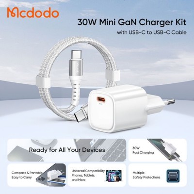 شارژر 30 وات با کابل تایپ سی مک دودو مدل 30W CH-0082 / CH-0083