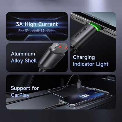 کابل شارژ آیفون لایتنینگ 3 آمپر کارپلی مک دودو مدل Mcdodo CA-2030 طول 1 متر