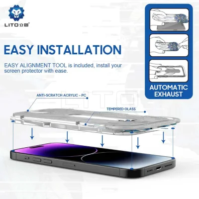 محافظ صفحه نمایش گلس آیفون 17 پرو مکس با کیت نصب آسان لیتو Lito Magic Box D+ Tools iPhone 17 Pro Max