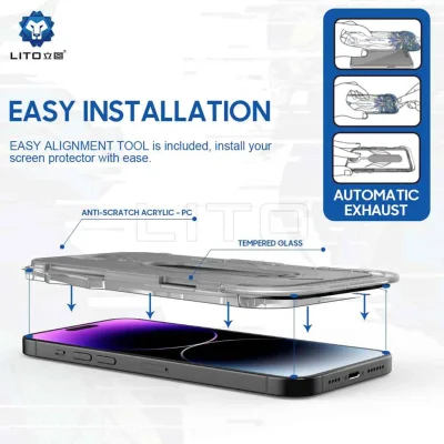 محافظ صفحه نمایش گلس آیفون 17 پرو پرایوسی با کیت نصب آسان لیتو LITO Magic Box iPhone 17 Pro