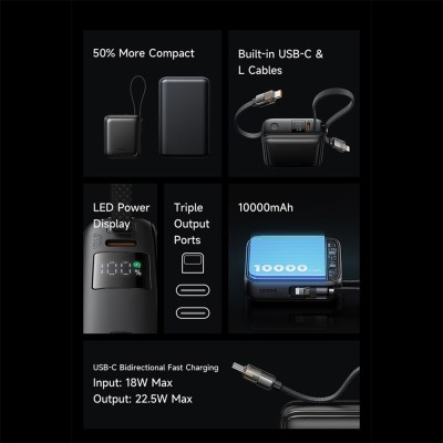 پاوربانک مک دودو با کابل تایپ سی و لایتنینگ 22.5 وات مدل FreeKit MC-255 ظرفیت 10000 میلی آمپر