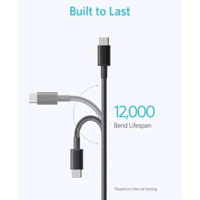کابل شارژ تایپ C انکر 60 وات مدل Anker USB-C A8753 طول 1.8 متر