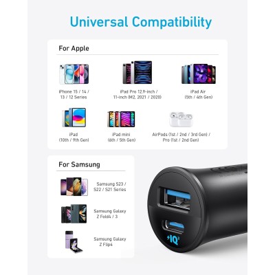 شارژر فندکی انکر 30 وات 2 خروجی مدل Anker A2741