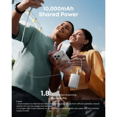 پاوربانک انکر 45 وات با کابل تایپ سی ظرفیت 10000 میلی آمپر ساعت Anker Nano A1638