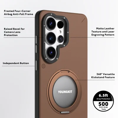 قاب مگ سیف اس 26 اولترا سامسونگ یانگ کیت Youngkit Leather 360 MagSafe S26 Ultra