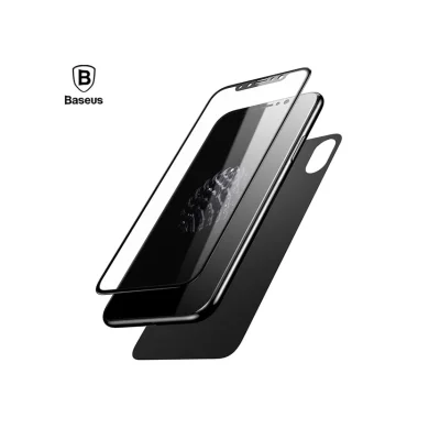 محافظ صفحه نمایش گلس آیفون ایکس پشت و رو بیسوس مدل Baseus Glass Film Set iPhone X