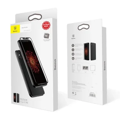 محافظ صفحه نمایش گلس آیفون ایکس پشت و رو بیسوس مدل Baseus Glass Film Set iPhone X