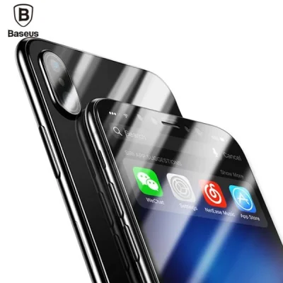 محافظ صفحه نمایش گلس آیفون ایکس پشت و رو بیسوس مدل Baseus Glass Film Set iPhone X