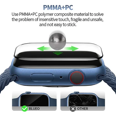 گلس اپل واچ سری 11 و 10 سایز 42 میلی متر با کیت نصب اتوماتیک بلوئو BLUEO 3D Curved