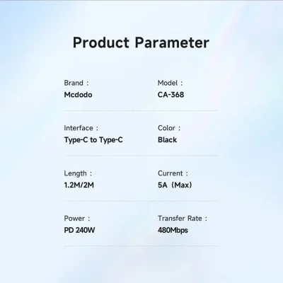 کابل شارژ تایپ سی 240 وات مک دودو Mcdodo PD CA-3681 طول 2 متر