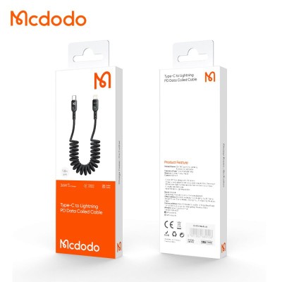 کابل تبدیل تایپ سی به لایتنینگ فنری مک دودو مدل Mcdodo Lightning 36W CA-1960 طول 1.8 متر