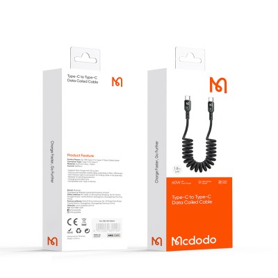 کابل شارژ تایپ سی فنری 60 وات مک دودو Mcdodo PD CA-7860 طول 1.8 متر