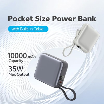 پاوربانک کیو سی وای 35 وات با کابل تایپ سی مدل QCY PB10C ظرفیت 10000 میلی آمپر