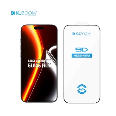 محافظ صفحه نمایش گلس آیفون 17 پرو کوزوم KUZOOM 9D HD iPhone 17 Pro