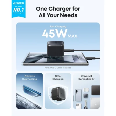 شارژر دیواری 45 وات انکر مدل Anker Nano 45W GaN A2692K