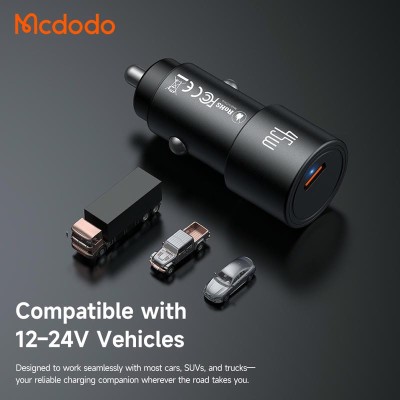 خرید و قیمت شارژر فندکی 45 وات مک دودو مدل Obsidian 45W USB-C CC-534