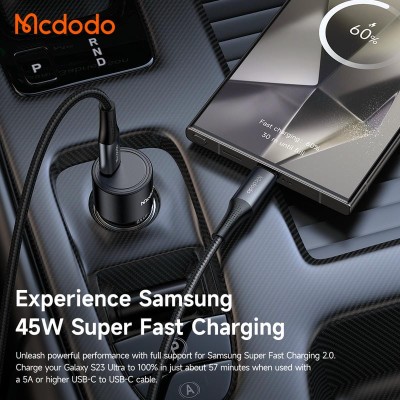 شارژر فندکی سوپر فست شارژ 45 وات مک دودو مدل Obsidian 45W USB-C CC-5340