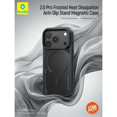 قاب مگ سیف با پایه استند بلوئو Frosted Heat MagSafe مناسب آیفون 18 پرو مکس و 17 پرو مکس iPhone 18 Pro Max/17Pro Max