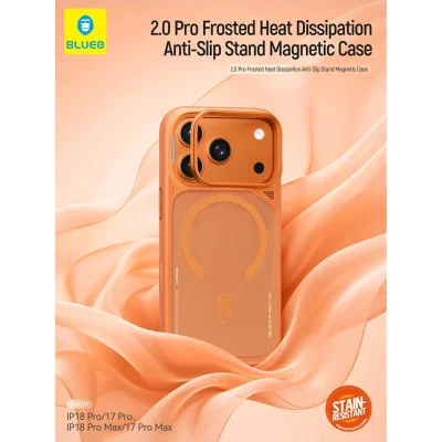 کاور مگ سیف آیفون 18 پرو مکس با پایه استند بلوئو BLUEO Frosted Heat Stand MagSafe iPhone 18 Pro Max