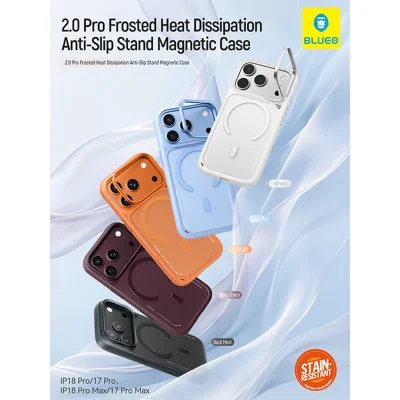 قاب مگ سیف با پایه استند بلوئو Frosted Heat MagSafe مناسب آیفون 18 پرو مکس و 17 پرو مکس iPhone 18 Pro Max/17Pro Max