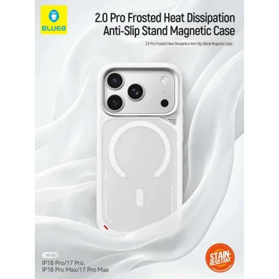 کاور مگ سیف آیفون 18 پرو با پایه استند بلوئو BLUEO Frosted Heat Stand MagSafe iPhone 18 Pro